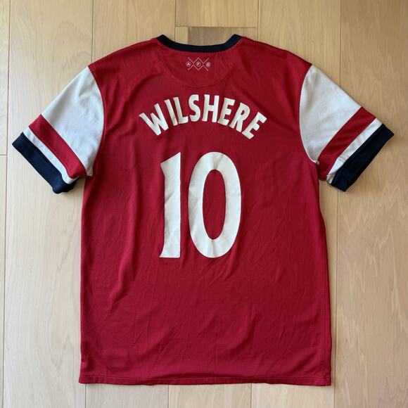 Nike Arsenal London Jersey Large Red White Wilshere Soccer Fifa World Cup - Picture 7 of 8